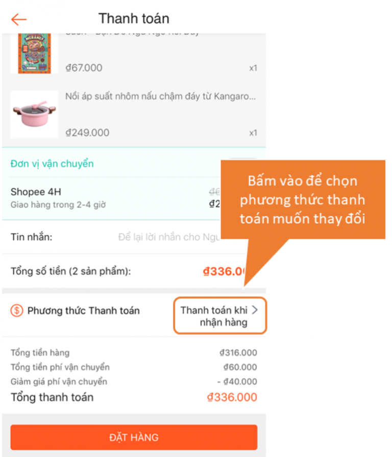 Quy trình thanh toán khi bán hàng trên shopee DooPage