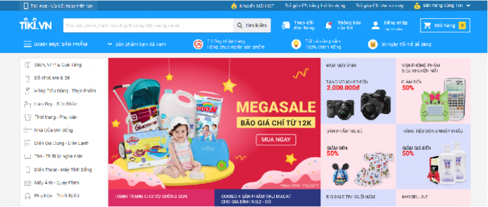 trang web bán hàng trên tiki