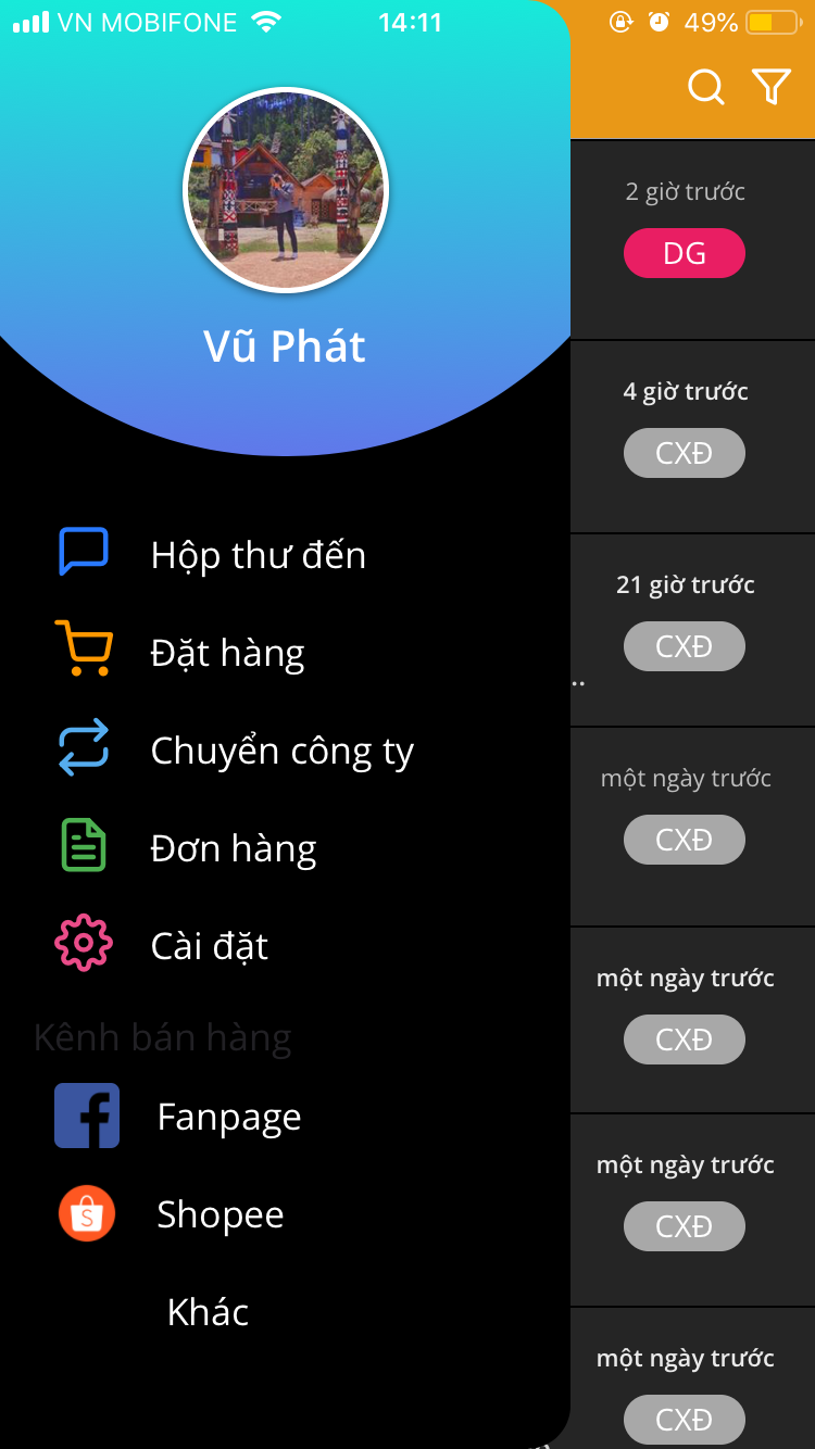 giao diện app doopage