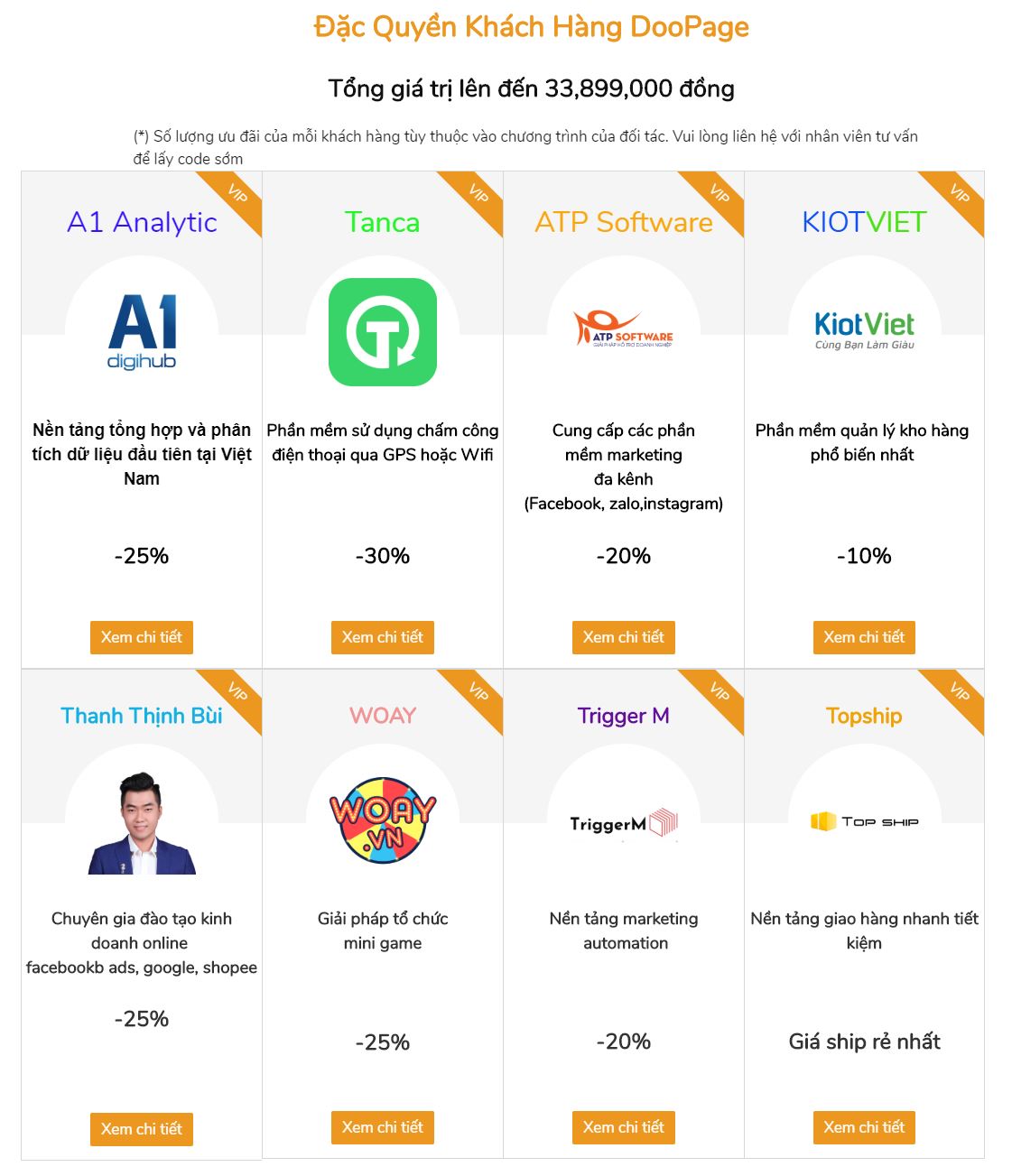 dooprime ưu đãi khách hàng sử dụng doopage